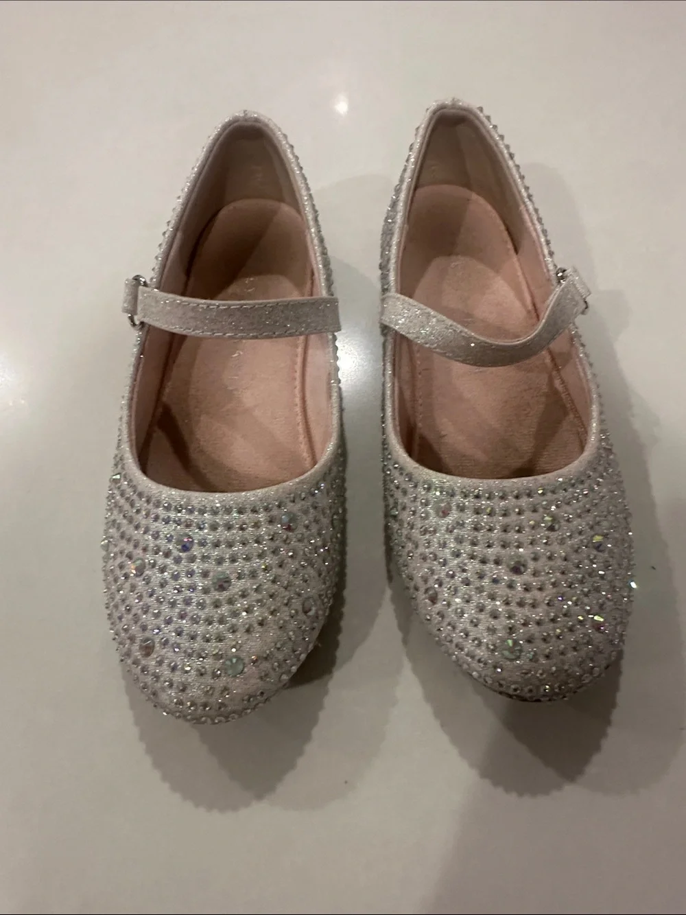Kelly & Katie Girls' Rhinestone Mary Jane Flats in Silver
